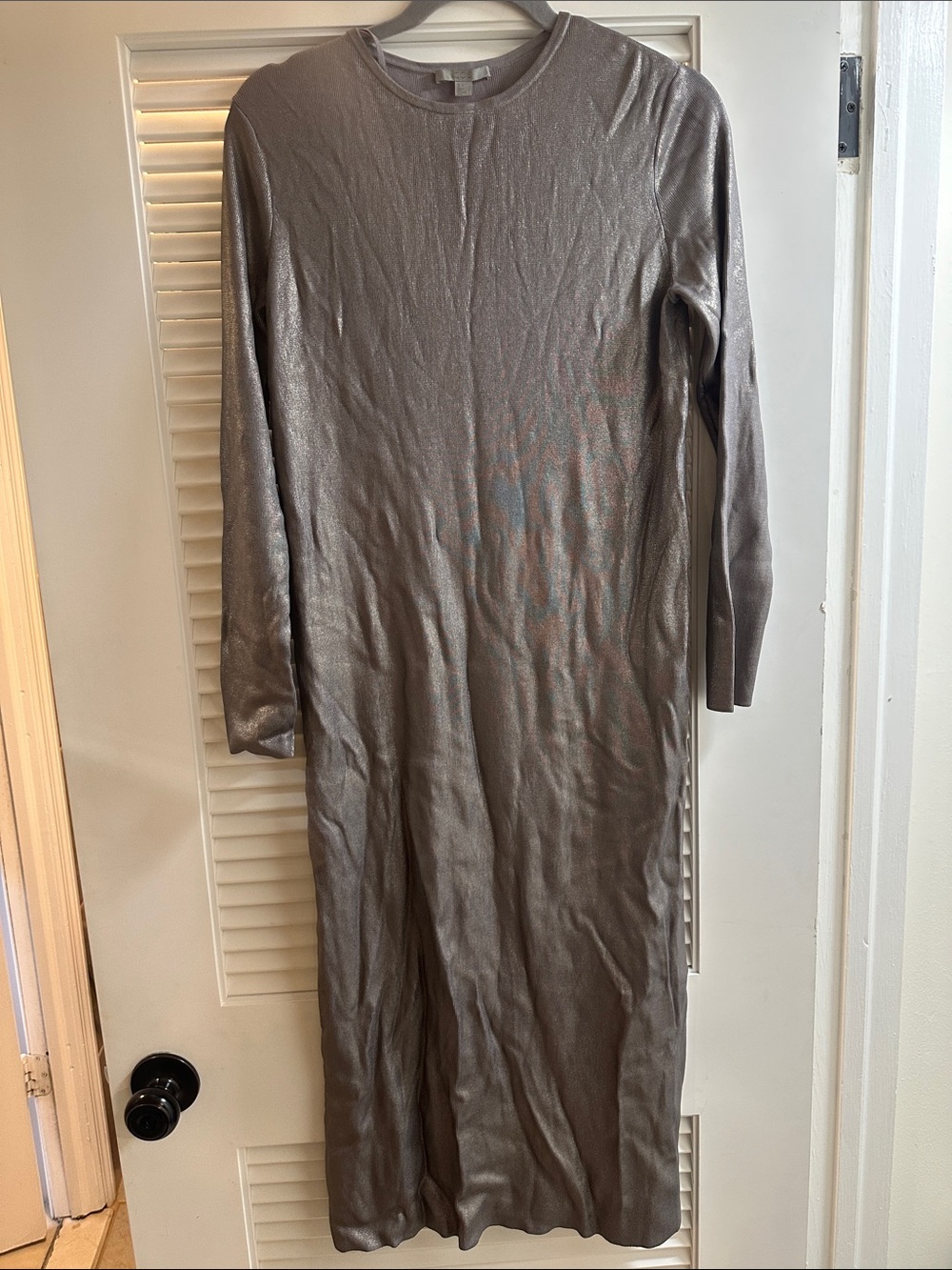 COS Metallic Coated Long Sleeve Dress